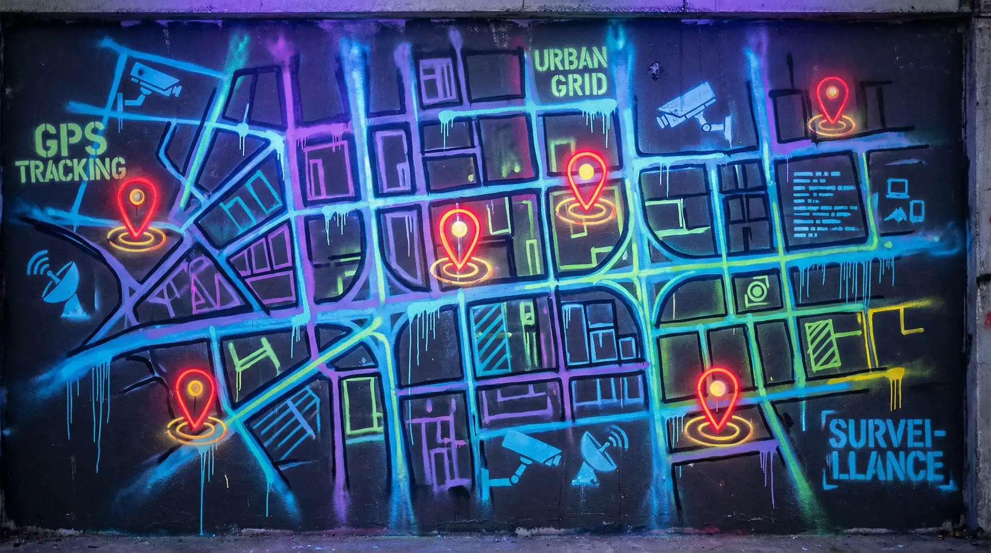 啪啪 狗仔追踪地图 - 城市涂鸦风格